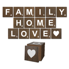 Load image into Gallery viewer, TenXVI Designs - Family Home Love Brown Decorative Square Wooden Letters 5&quot;x5&quot;