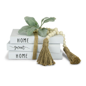 TenXVI Designs - Home Sweet Home Decorative White Hardcover Books, Set of 3