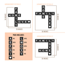 Load image into Gallery viewer, TenXVI Designs - Family Home Love Black Decorative Square Wooden Letters 5&quot;x5&quot;