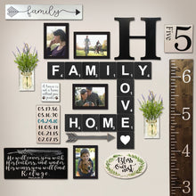 Load image into Gallery viewer, TenXVI Designs - Family Home Love Black Decorative Square Wooden Letters 5&quot;x5&quot;