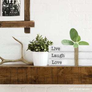 TenXVI Designs Decorative White Books, Set of 3 - Live Laugh Love