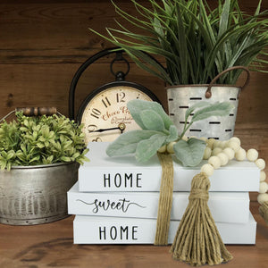 TenXVI Designs - Home Sweet Home Decorative White Hardcover Books, Set of 3