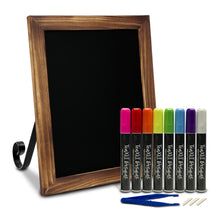 Load image into Gallery viewer, TenXVI Designs 11x13&quot; Torched Wood Chalkboard Sign and 8-Pack TenXVI Designs Vibrant Liquid Chalk Markers