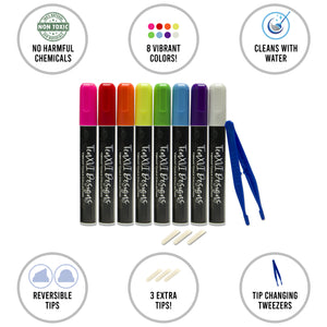 TenXVI Designs 11x17" Black Chalkboard Sign and 8-Pack TenXVI Designs Vibrant Liquid Chalk Markers